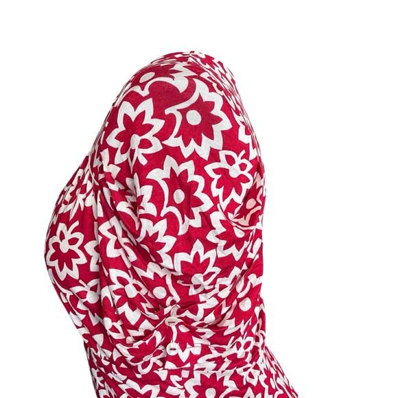 Ric Rac Anthropologie Womens Stellaflora Dress Red White Floral Silk Blend Sze M - Picture 4 of 9